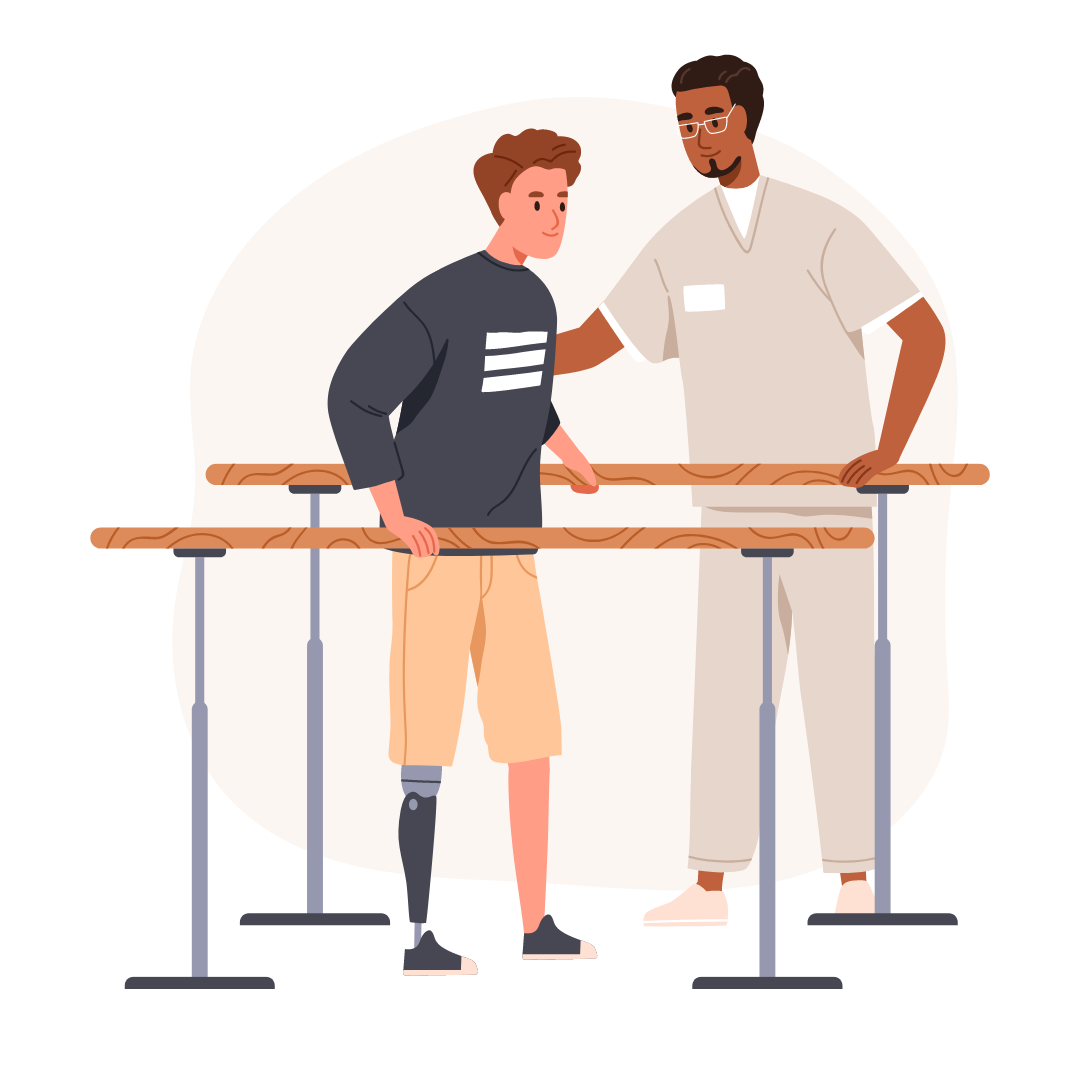 Physiotherapieübung mit Fußprothese